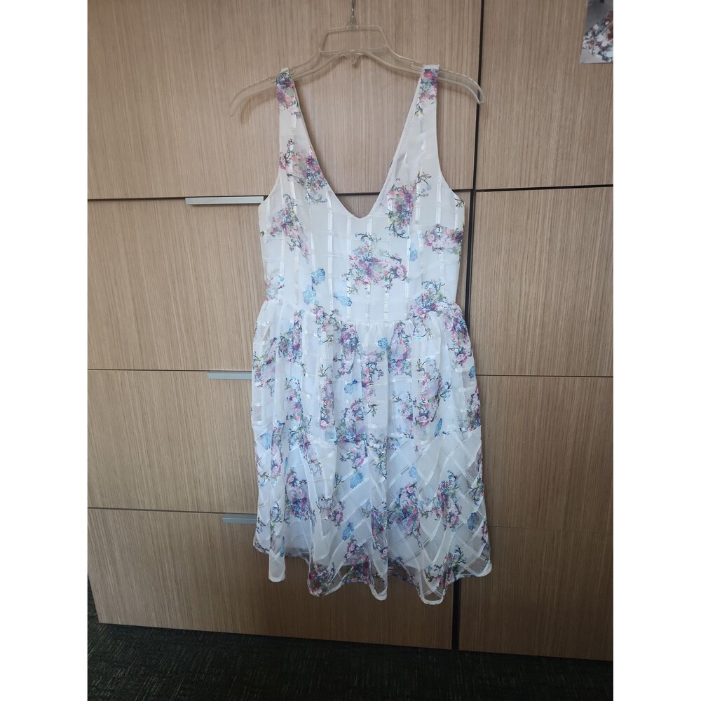 Maeve Peony Garden Fit & Flare Minidress Basket Weave Pattern Size 10